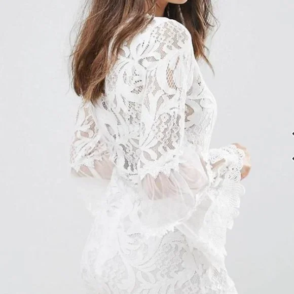 3d floral lace midi dress Hadley Caramel Twisted Floral Lace Midi Dress, XL / Brown main image 0